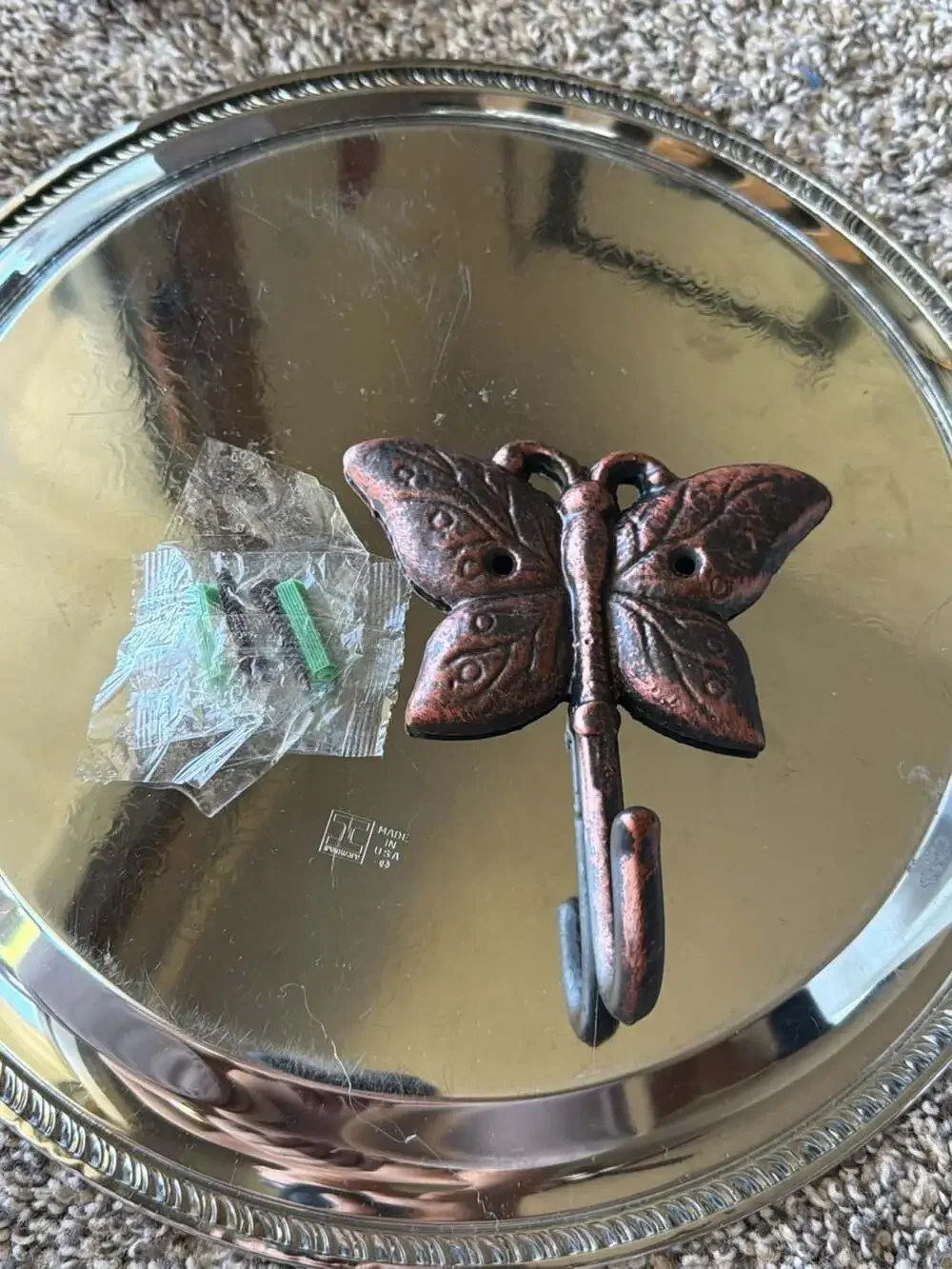 Ironware Butterfly Wall Hook Cast Iron Copper Finish
